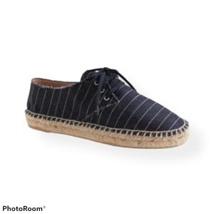 J. Crew striped canvas denim lace up espadrilles